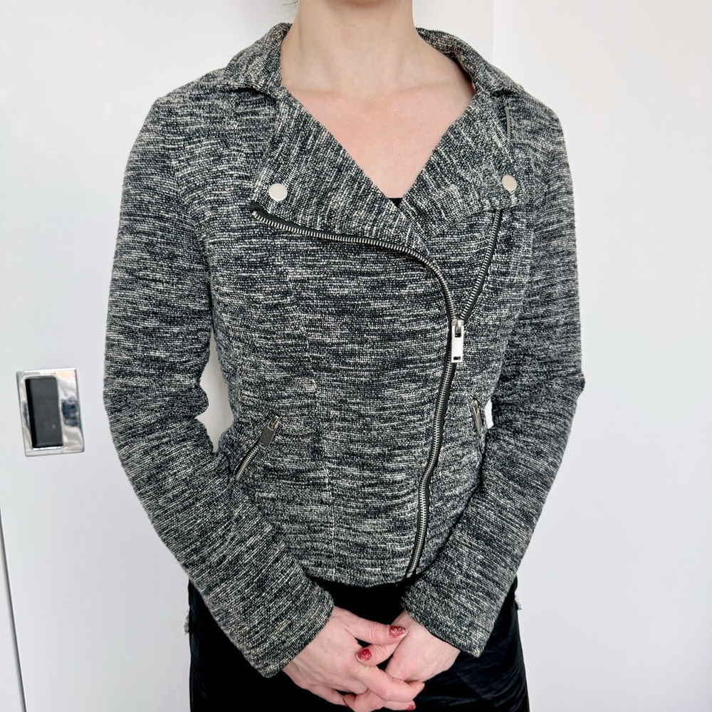 Pimkie Y2K black white knit moto jacket grunge fall Elena Gilbert Bella Swan